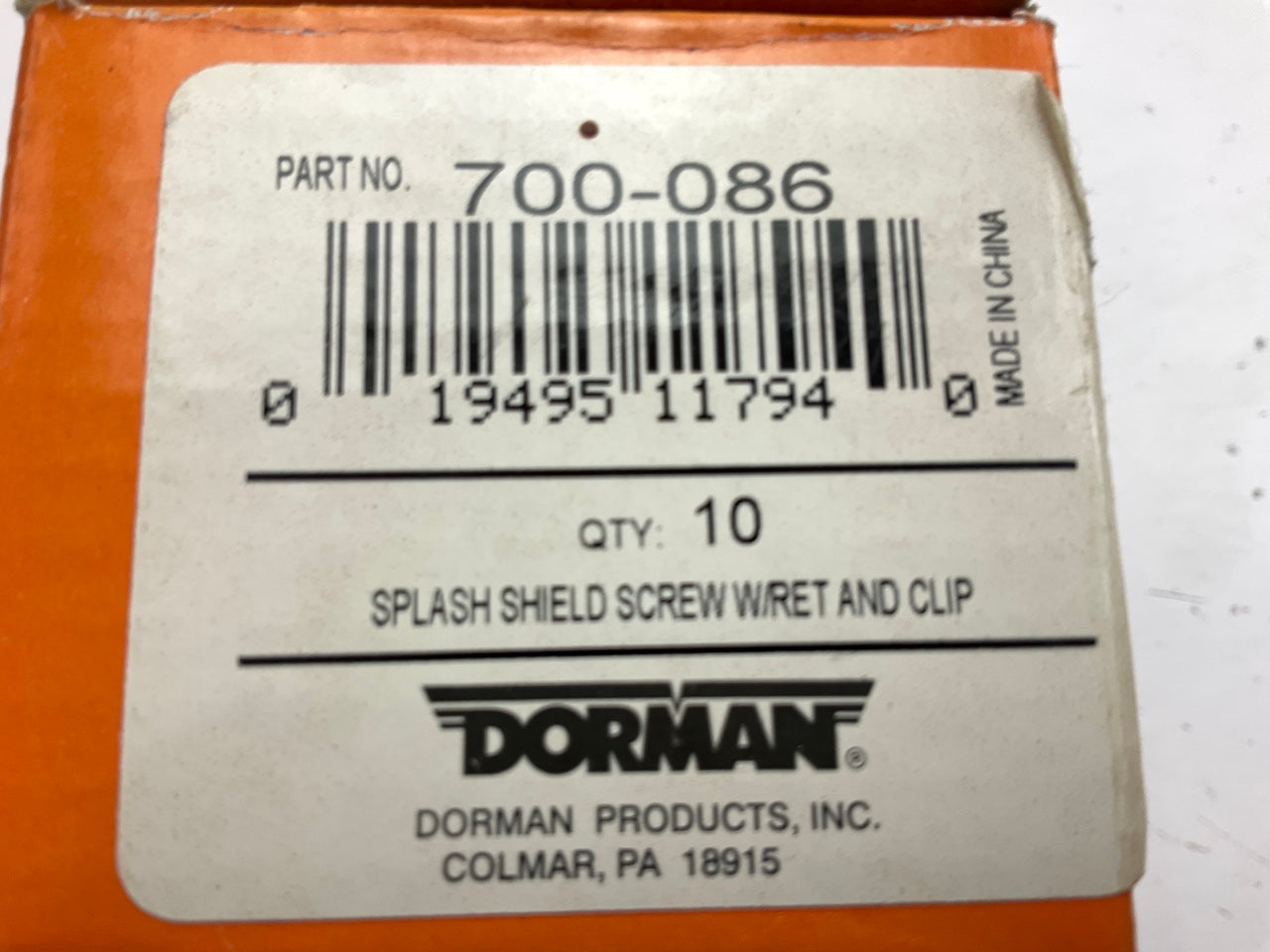 Dorman 700-086 Engine Splash Shield Hardware Retainer Screw & Clips