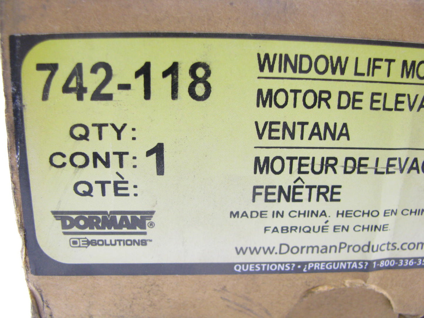 Dorman 742-118 Power Window Motor - Front Left / Right