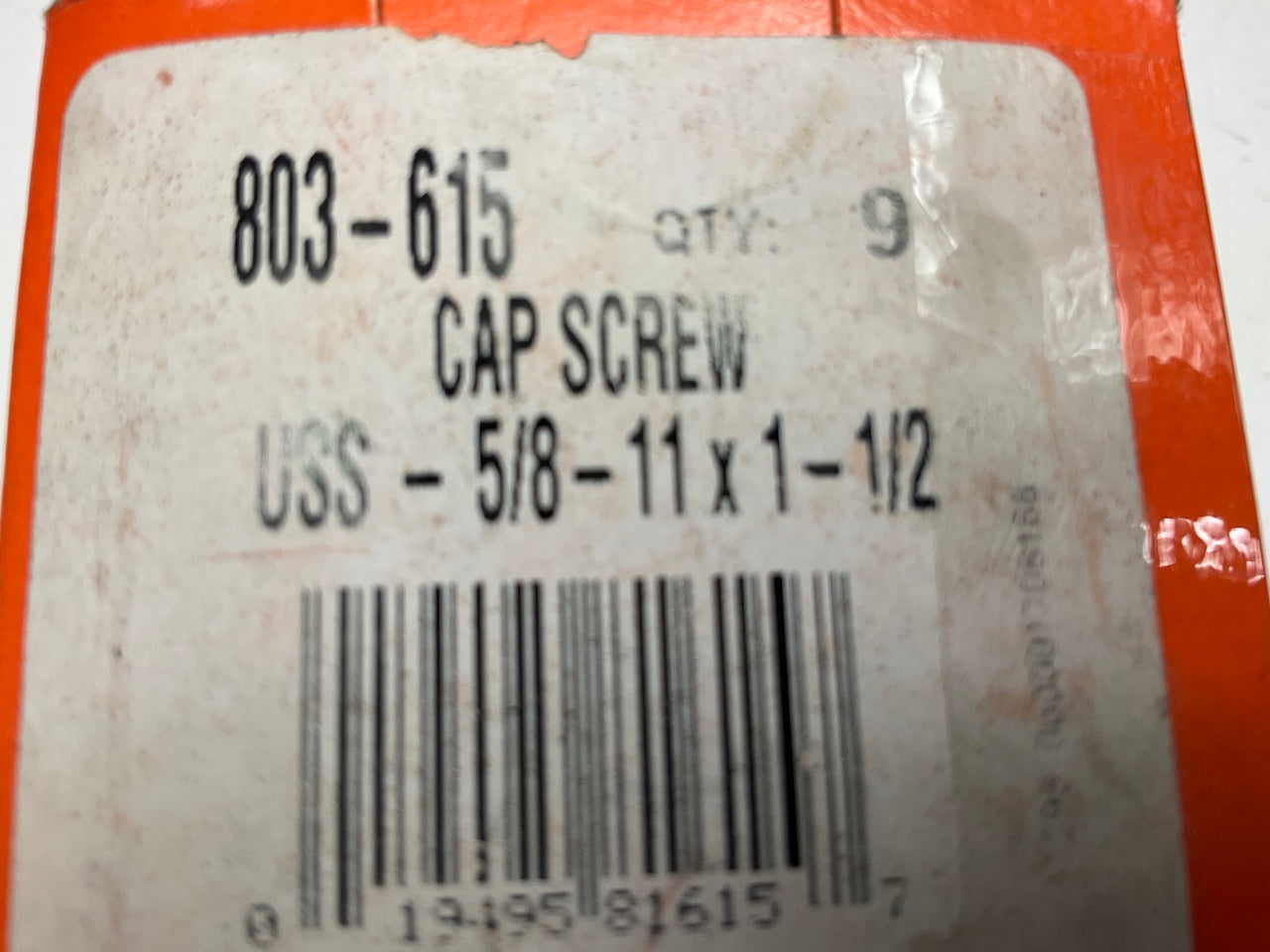 (9) Dorman 803-615 Cap Screw - Hex Head - Grade 5 - 5/8-11 X 1-1/2 In.