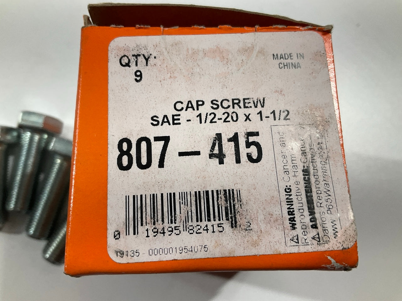 (9) Dorman 807415 Cap Screw-Hex Head-Grade 5- 1/2-20 X 1-1/2 In