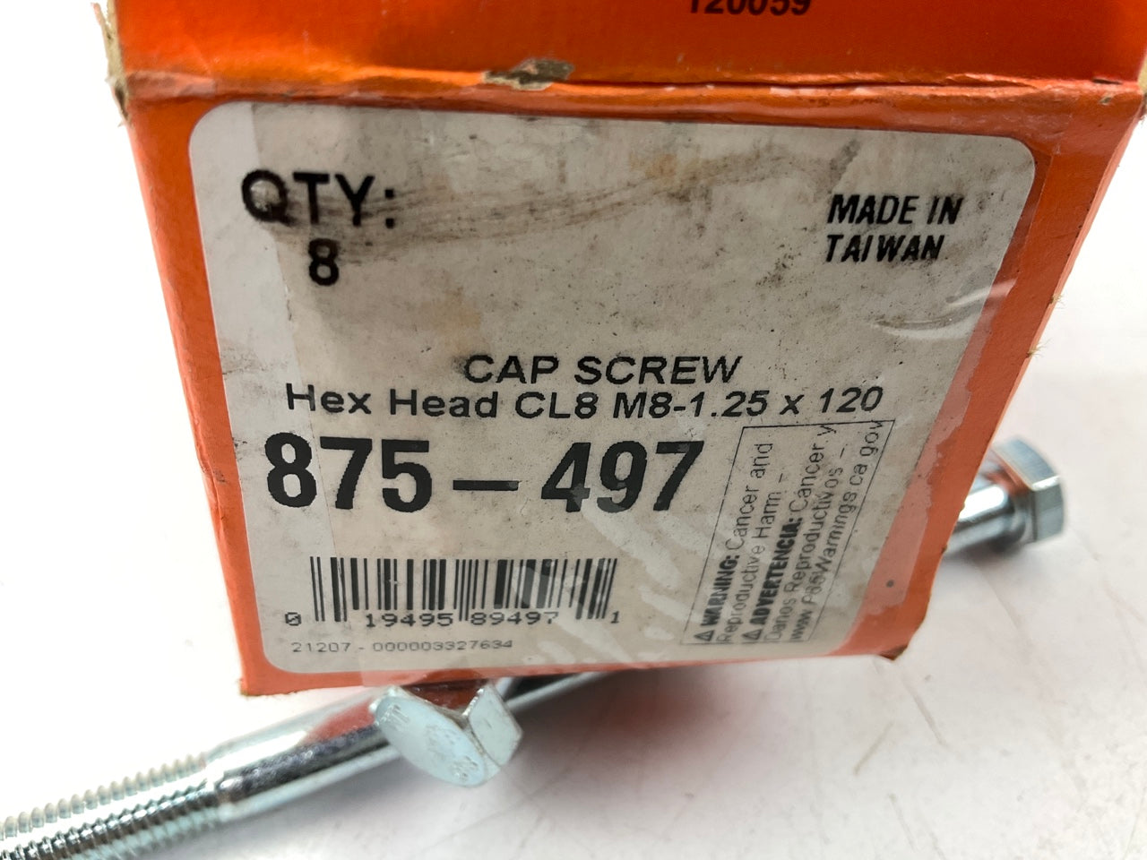 (8) Dorman 875497 Cap Screw-Hex Head-Class 8.8- M8-1.25 X 120mm