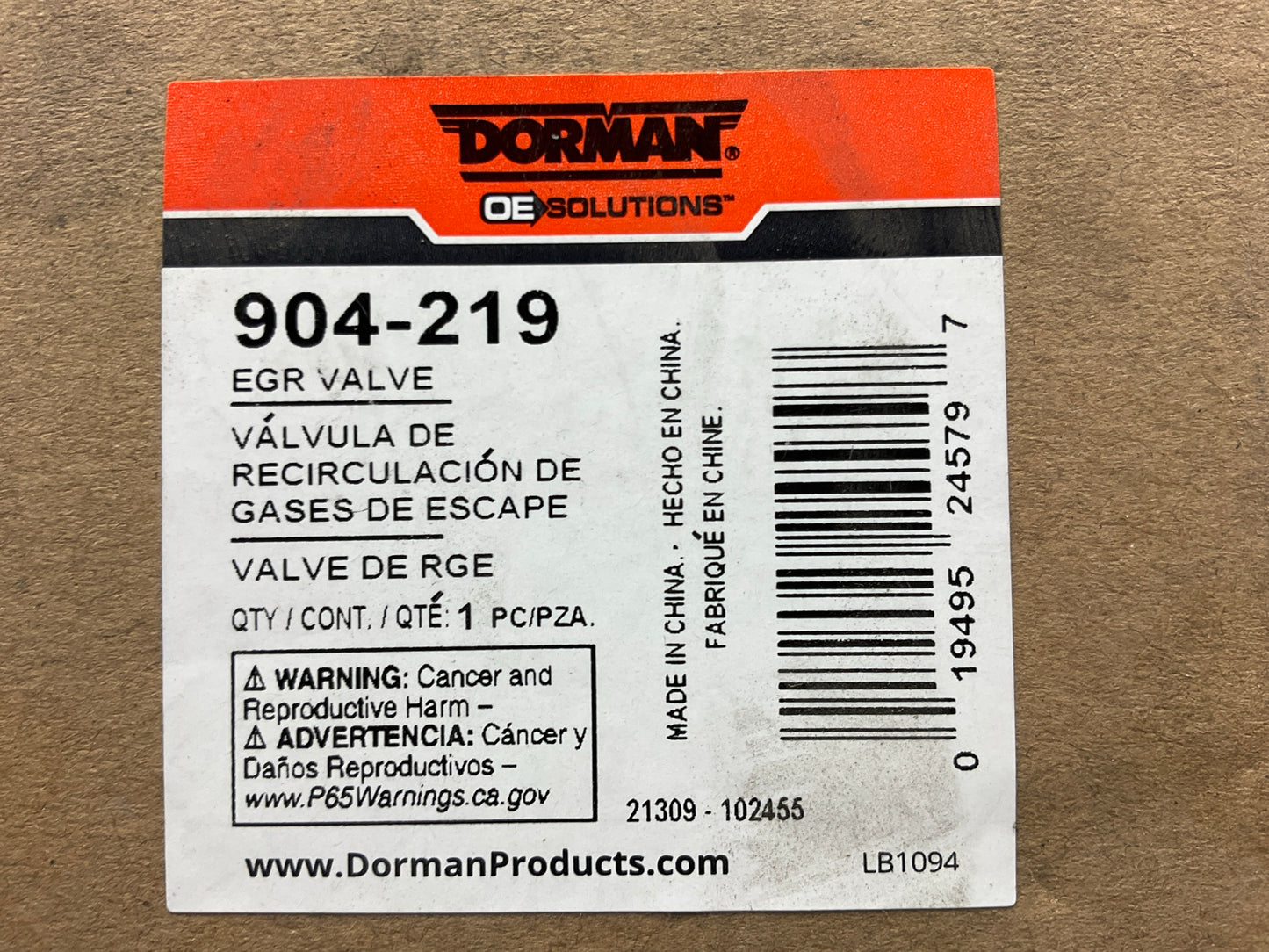 Dorman 904-219 Exhaust Gas Recirculation (EGR) Valve