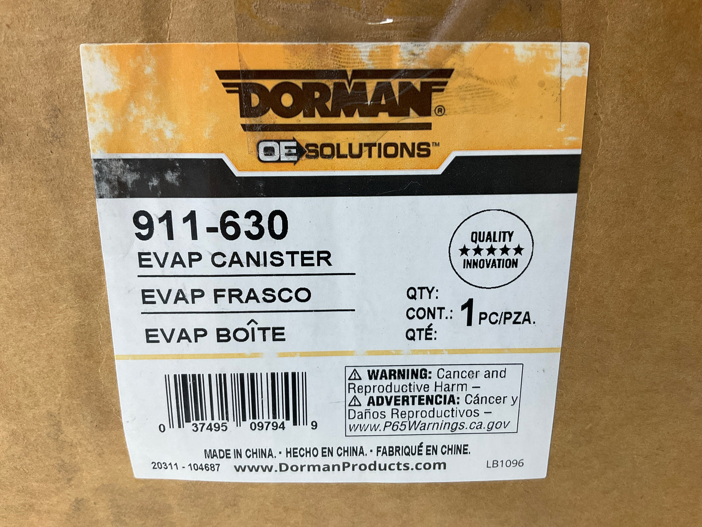 Dorman 911-630 Charcoal Fuel Vapor Canister