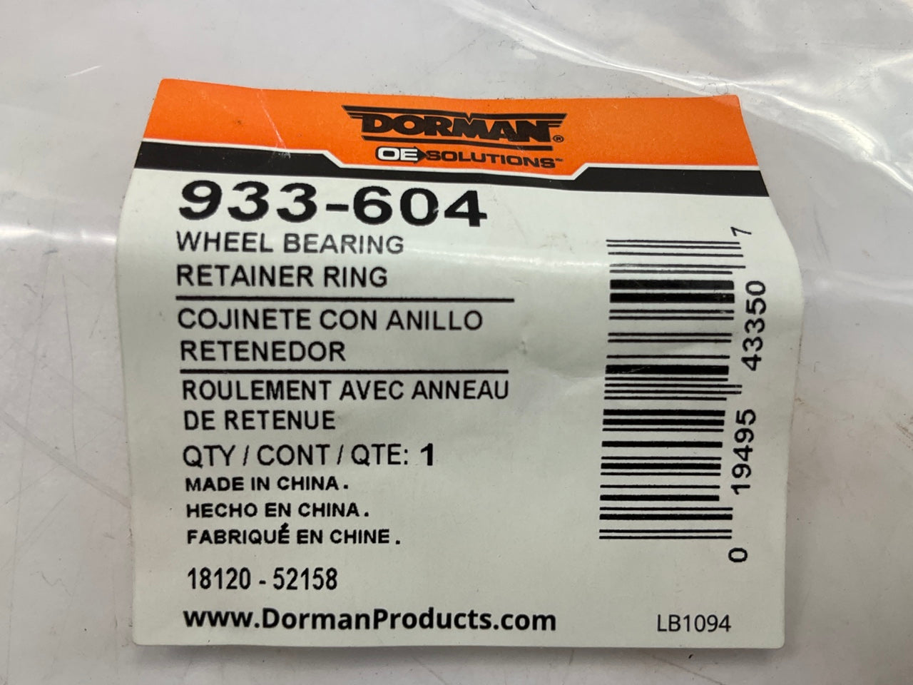 Dorman 933-604 Wheel Bearing Retaining Ring