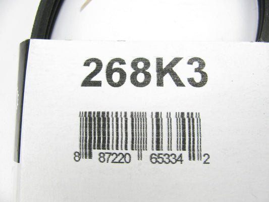 Drive Works 268K3 Serpentine Belt - 0.42'' X 26.70'' - 3 Ribs