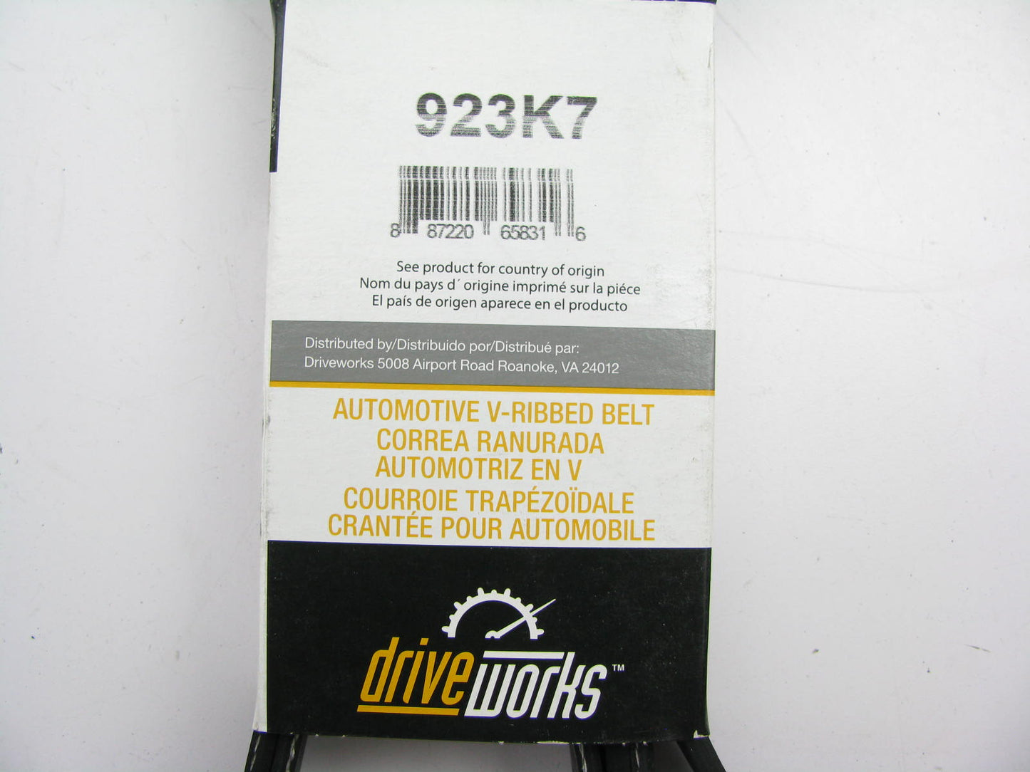 Drive Works 923K7 Serpentine Belt - 0.96'' X 92.781'' - 7 Ribs