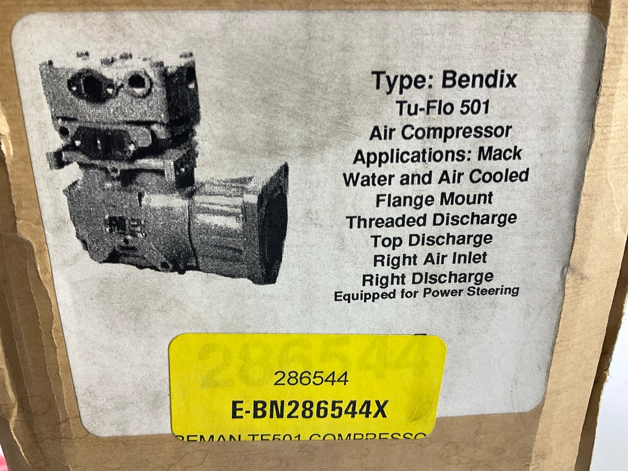 REMAN. DS Parts 286544 Bendix Tu-Flo 501 Air Brake Compressor, Flange Mount