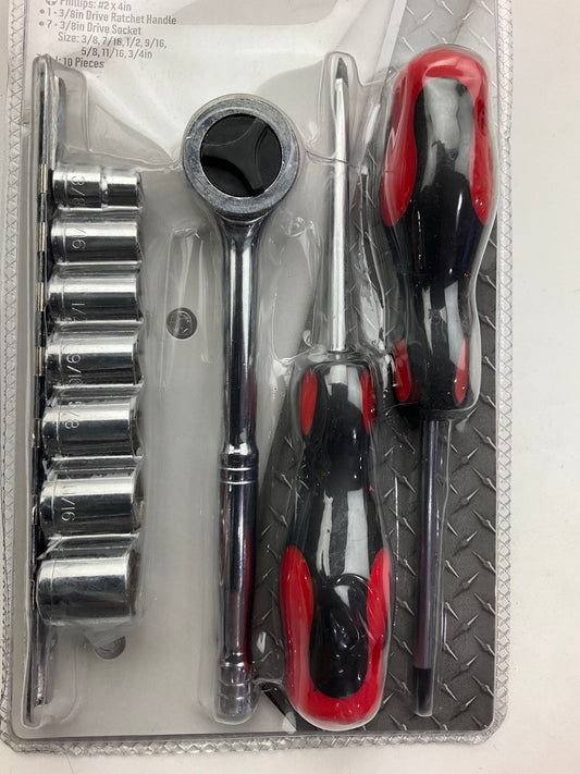 Dura Max UA10017J 10 Pc 3/8'' Ratchet Tool Set SAE Sockets