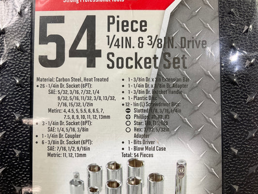 Dura Max UN00025A 54-Piece 1/4'' Drive & 3/8'' Drive Socket Set