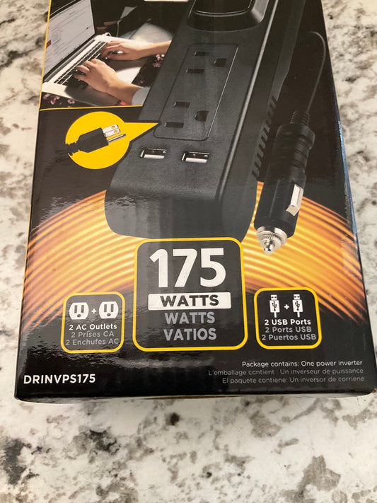 Duracell DRINVPS175 175W Powerstrip Inverter With AC Outlet & 2.1 Amp USB Ports