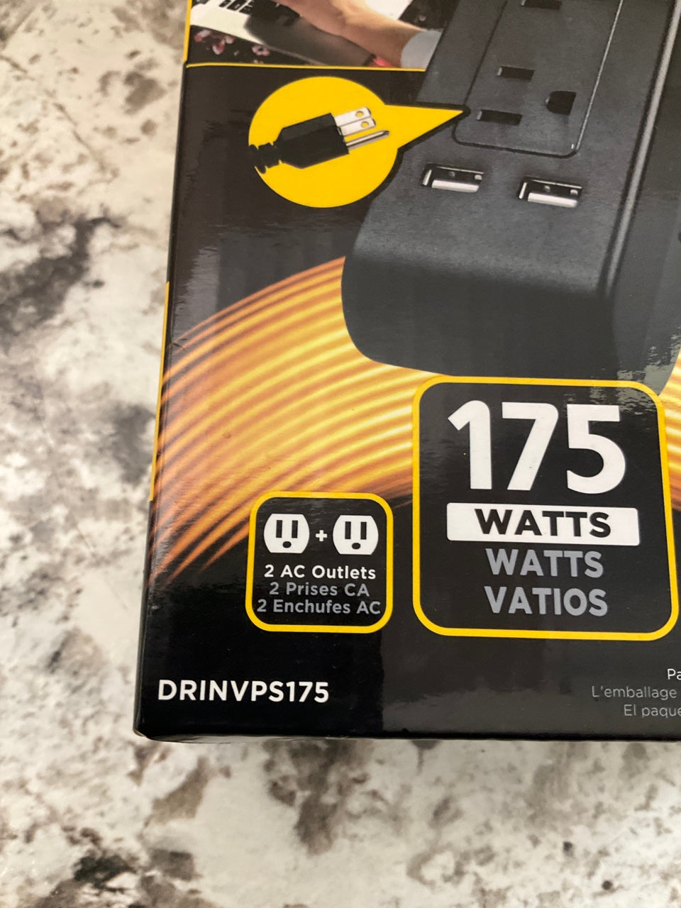 Duracell DRINVPS175 175W Powerstrip Inverter With AC Outlet & 2.1 Amp USB Ports