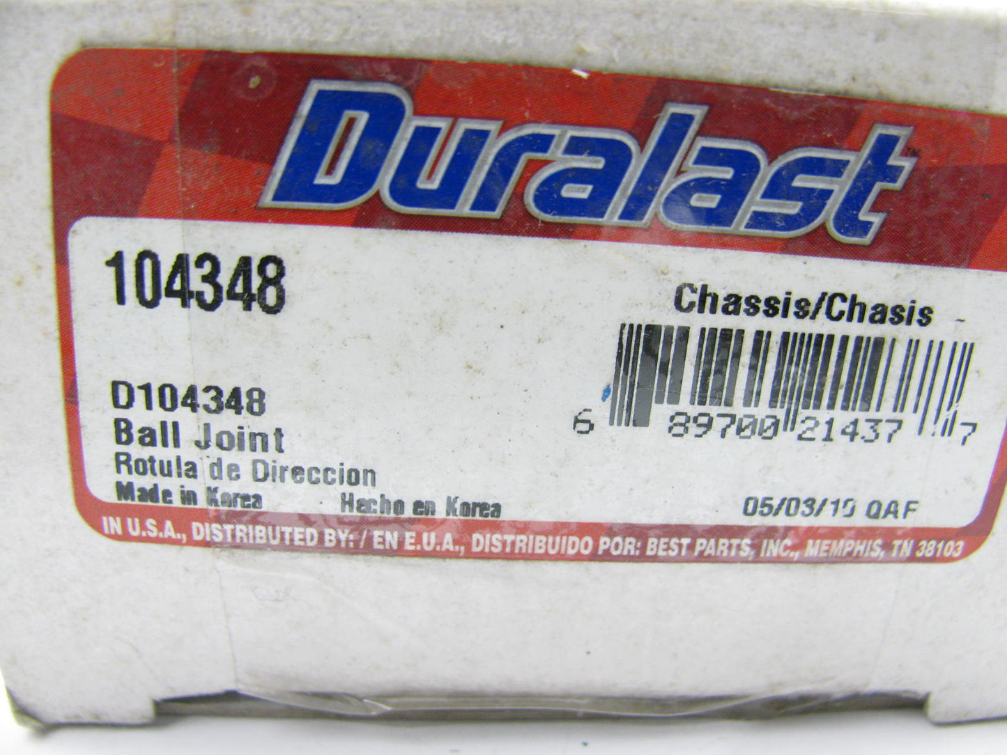 (2) Duralast 104348 Suspension Ball Joint - Front Lower
