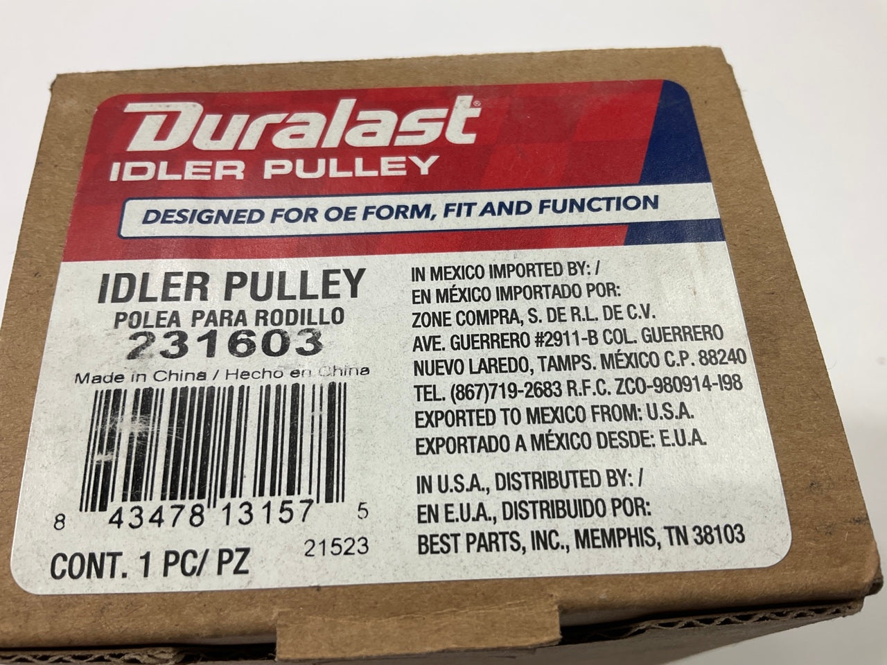 Duralast 231603 Accessory Drive Belt Idler Pulley