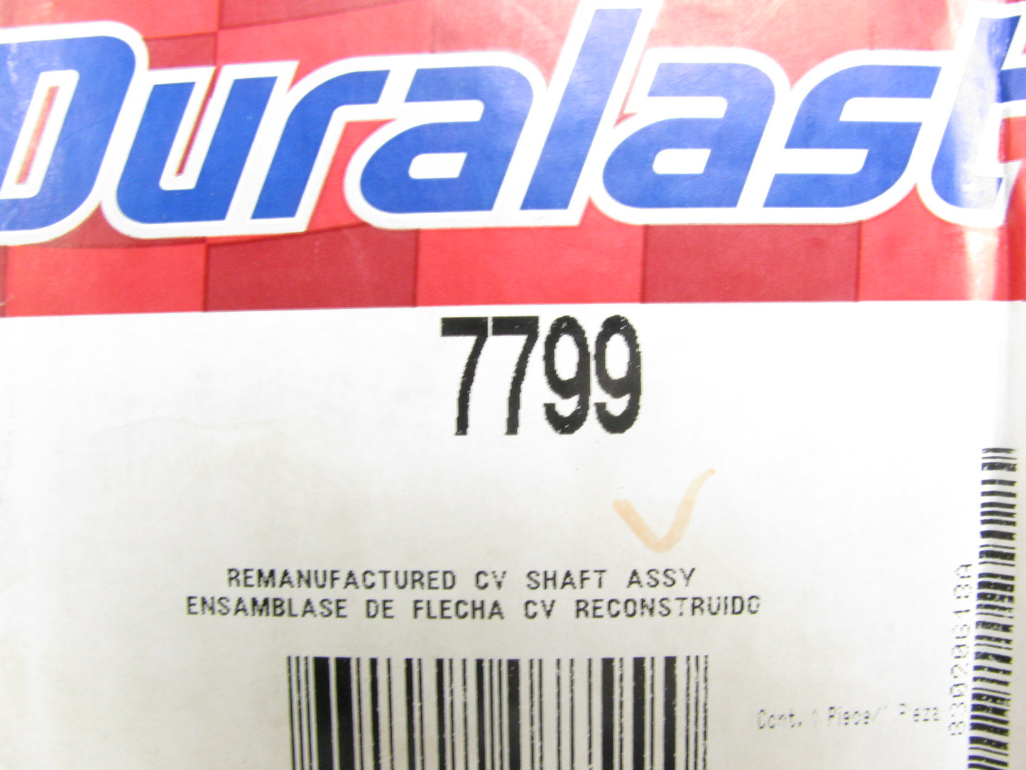 REMAN. Duralast 7799 Left CV Axle - MANUAL TRANS