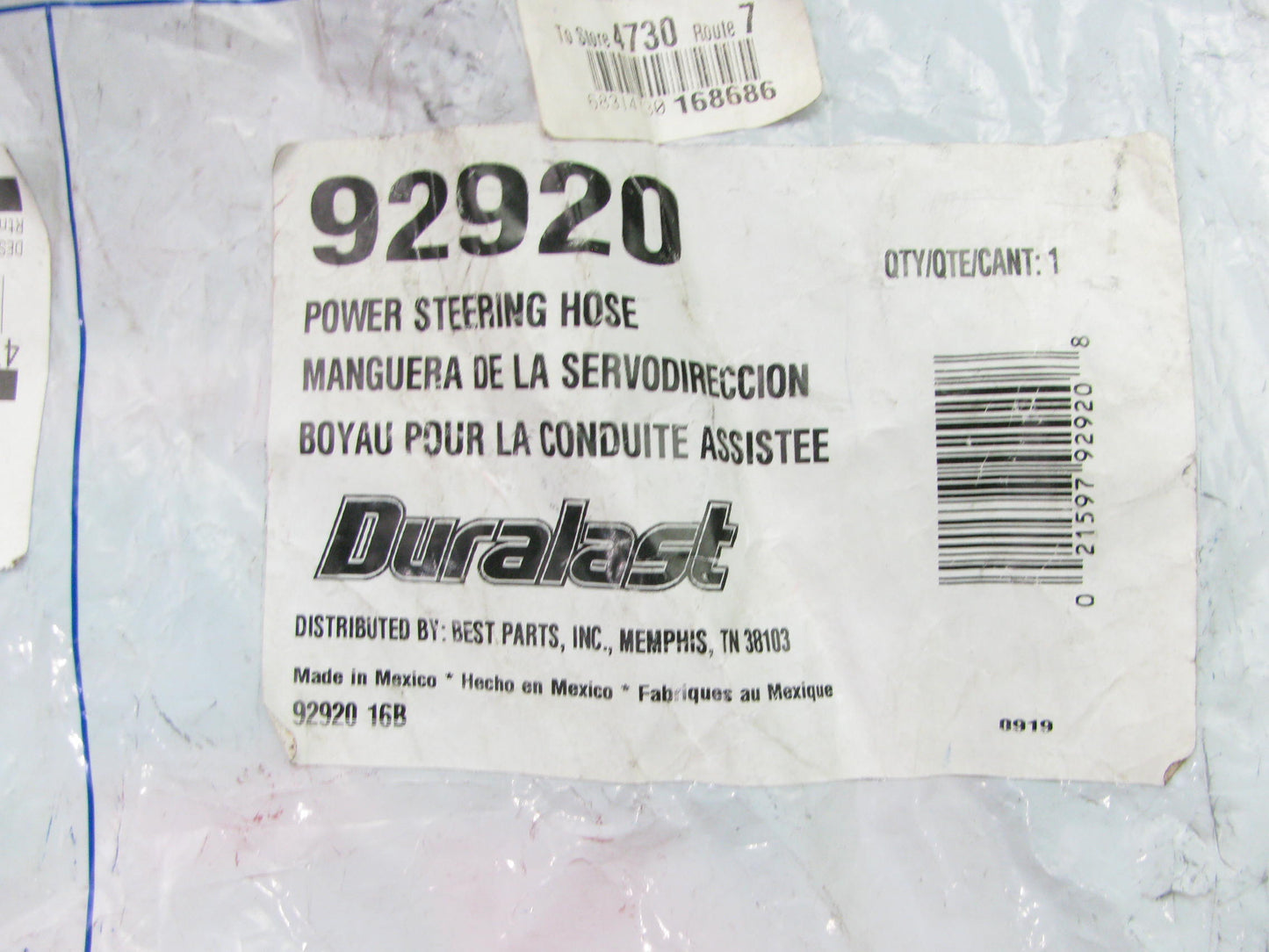 Duralast 92920 Power Steering Return Line Hose