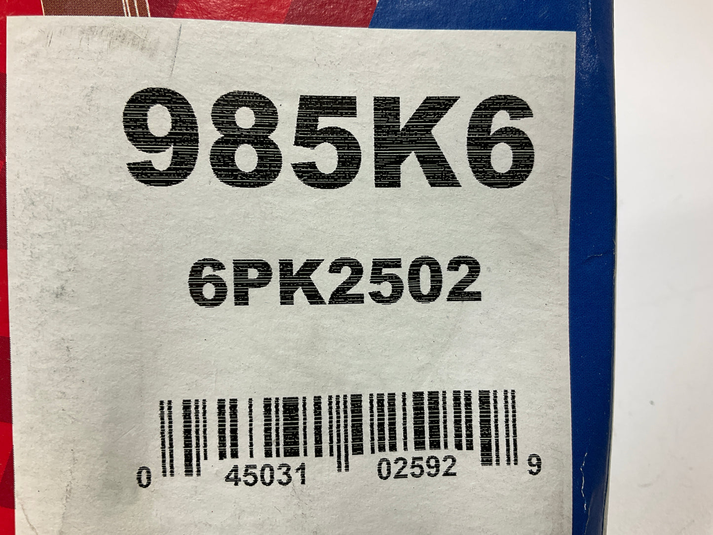 Duralast 985K6 Serpentine Belt - 6 Ribs