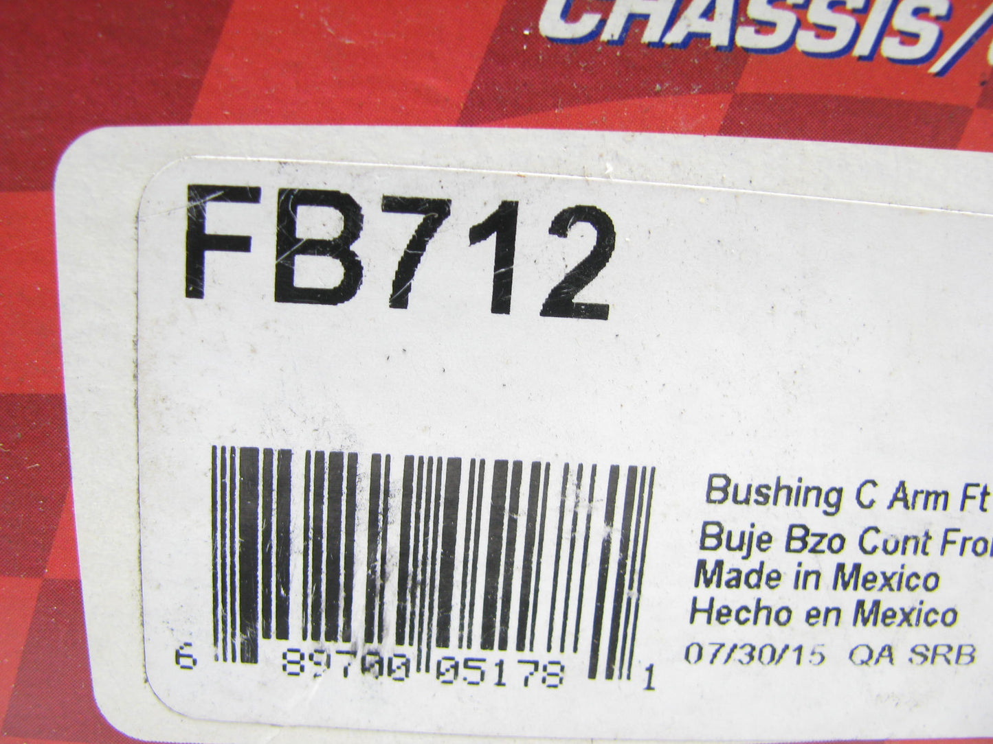 Duralast FB712 Suspension Control Arm Bushing, Front Lower Rearward