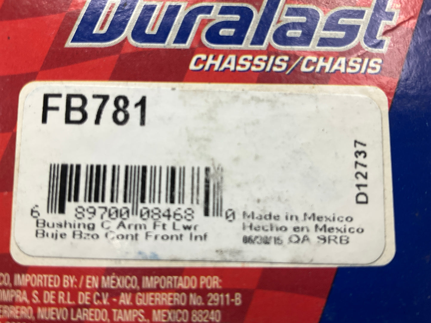 Duralast FB781 Front Lower Control Arm Bushing, Forward Position