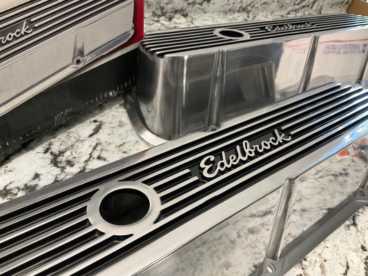 Edelbrock 4264 Elite II Series Aluminum Polished Valve Covers Ford 289 302 351W