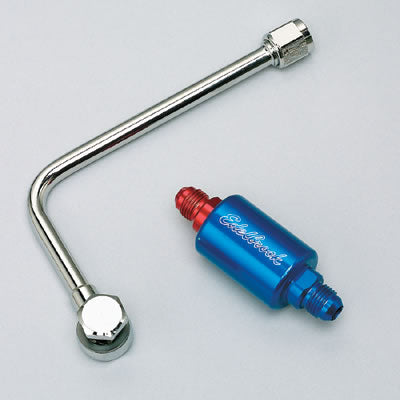 Edelbrock 8134 Chrome Steel Fuel Inlet Line & Filter Kit For Performer Carb, 6AN