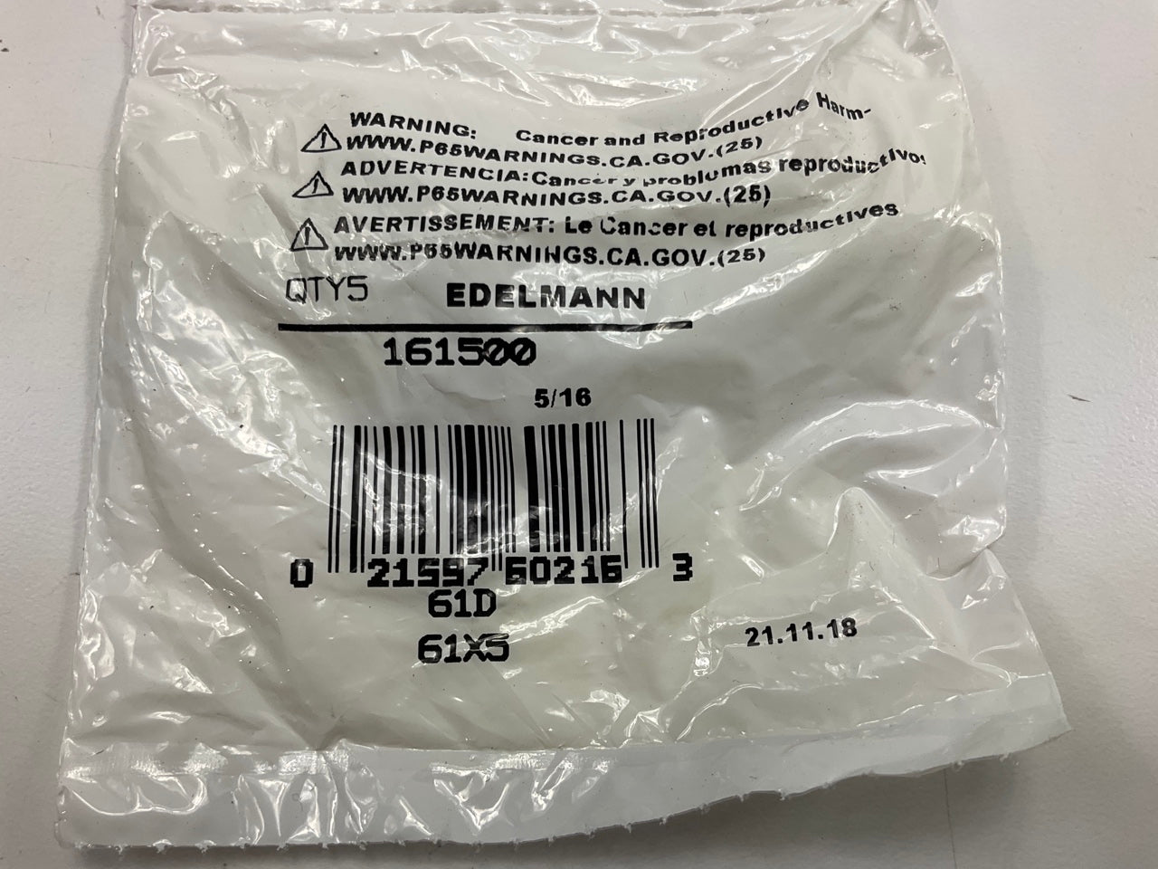 (5) Edelmann 161500 Compression Nut Fitting 5/16'' Tube Size