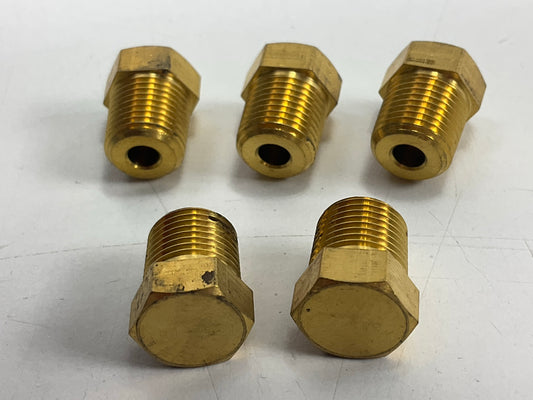 (5) Edelmann 209200 1/8'' Brass Hex Head Male Thread Pipe Plug Fittings
