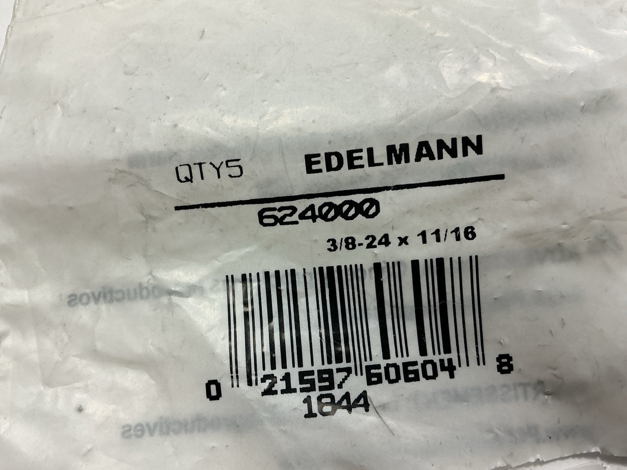 (5) Edelmann 624000 Grease Fittings 3/8''-24 Standard Thread X 11/16'' Long