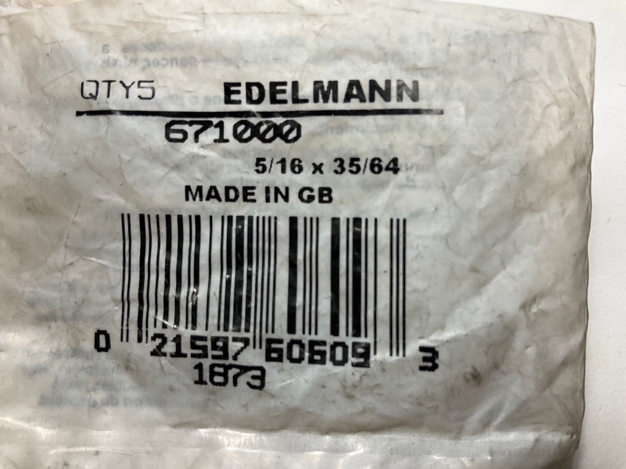 (5) Edelmann 671000 Grease Fittings 5/16'' Straight X 35/64'' Length