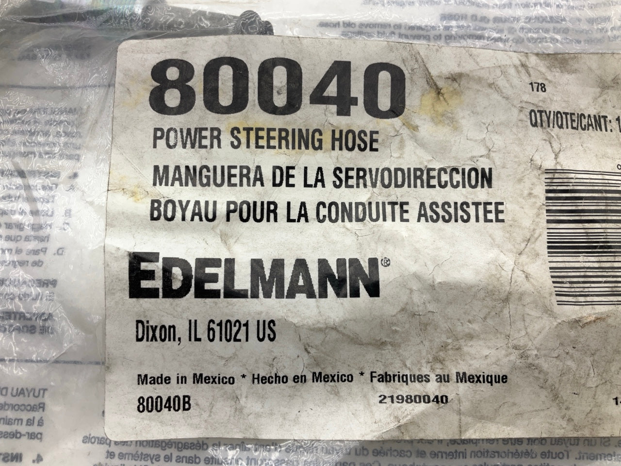 Edelmann 80040 Power Steering Hose