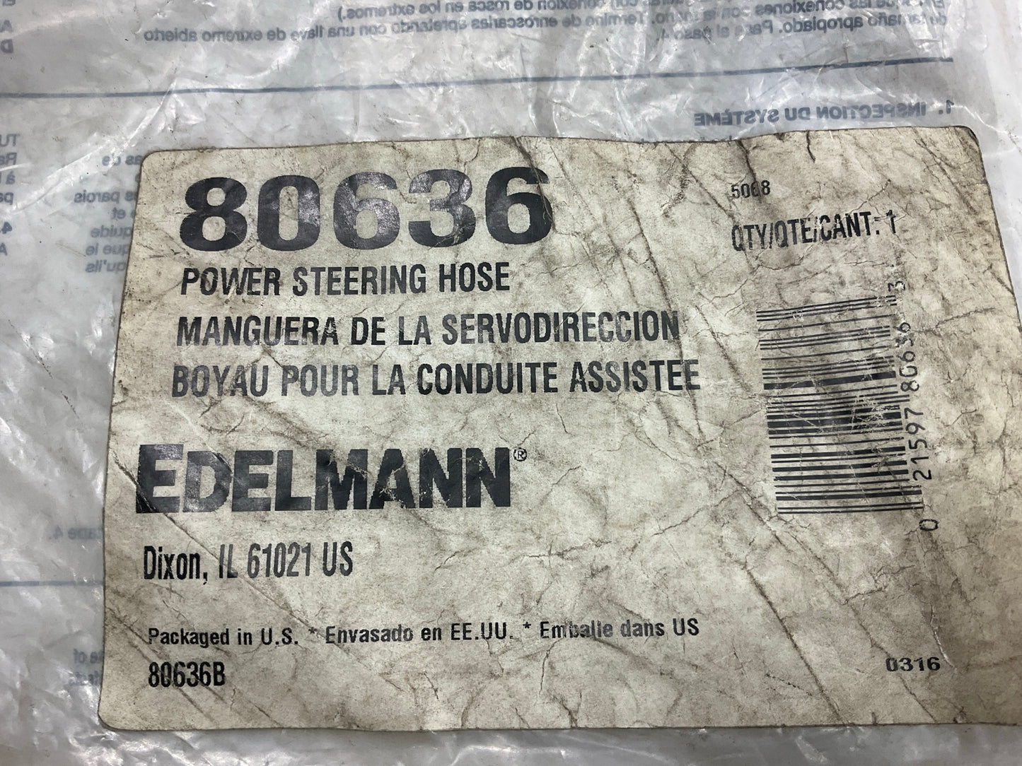 Edelmann 80636 Power Steering Hose