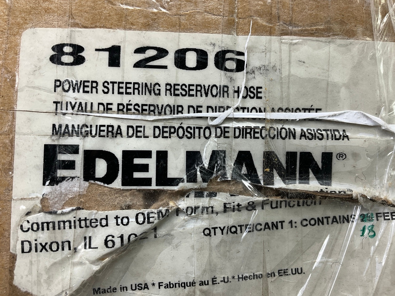 19 FEET - Edelmann 81206 Power Steering Return Hose 3/8'' SAE J2076