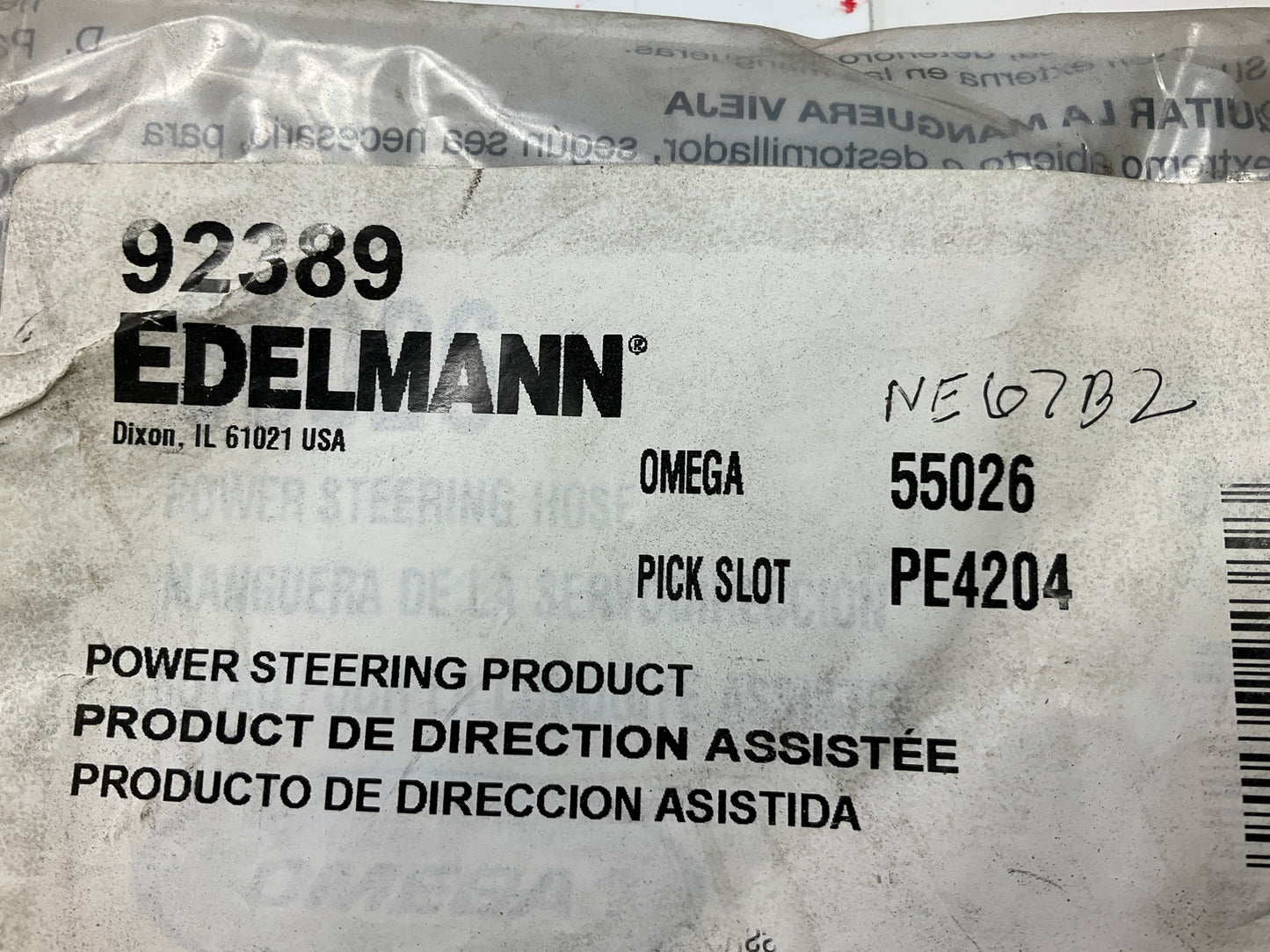 Edelmann 92389 Power Steering Pressure Hose Assembly