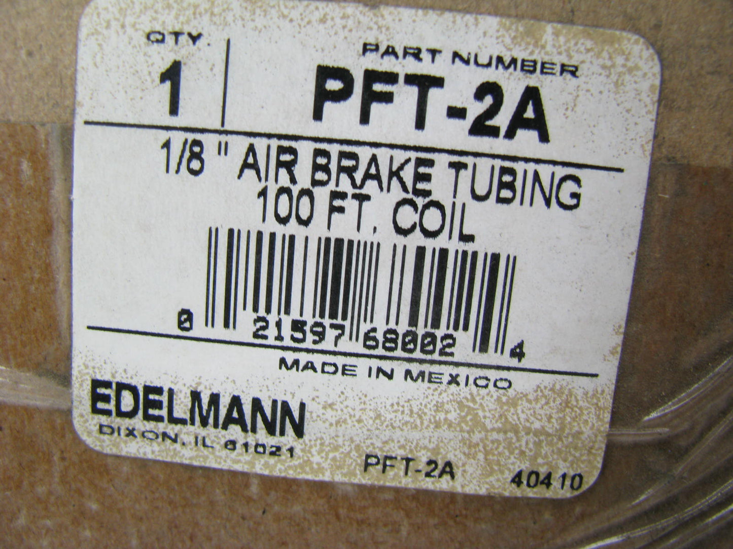 Edelmann PFT-2A PFT Type A Air Brake Tubing Tube - 1/8'' X 100' Coil - 100 FEET