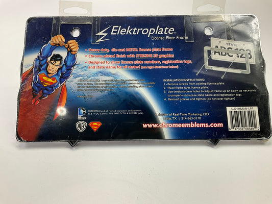 Electroplate SUPERMAN-LPF License Plate Frame Superman / Man Of Steel, Chrome