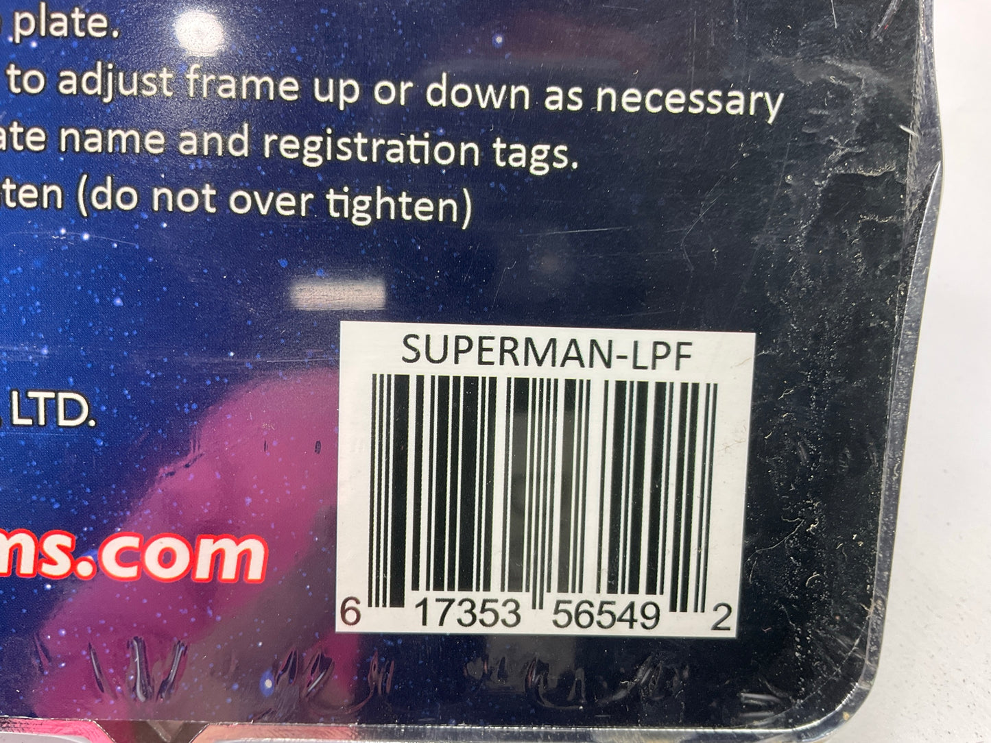 Electroplate SUPERMAN-LPF License Plate Frame Superman / Man Of Steel, Chrome