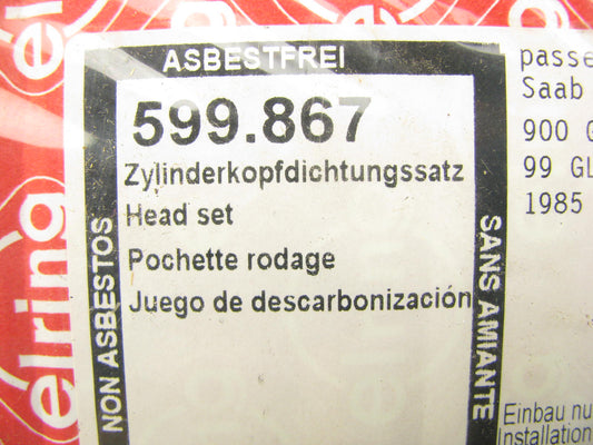Elring 599-867 Engine Cylinder Head Gasket Set For 1985-1988 Saab 900 2.0L-L4