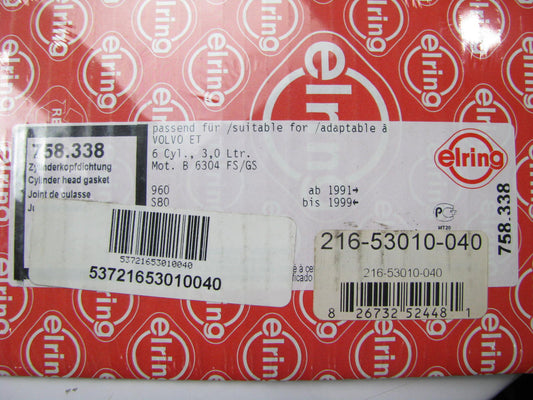 Elring 758.338 Cylinder Head Gasket - 1992-1998 Volvo 2.9L I6 DOHC