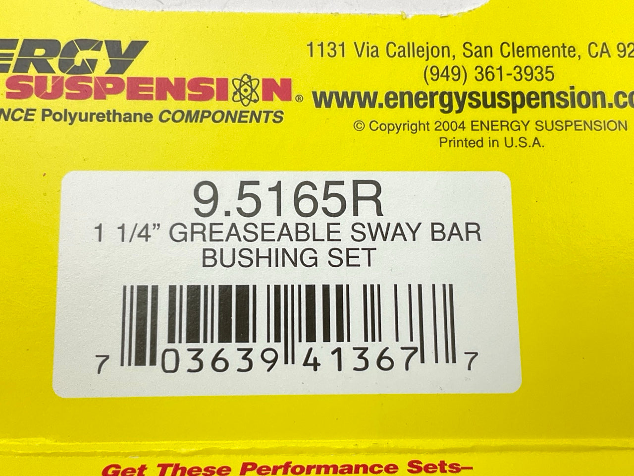Energy Suspension 9.5165R 1-1/4'' Greasable Sway Bar Bushings Set