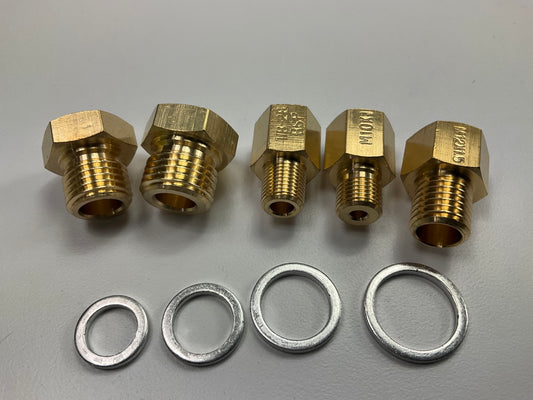 Equus 9848 Metric Oil Pressure / Temp Adapter Gauge Sender Brass Fittings Kit