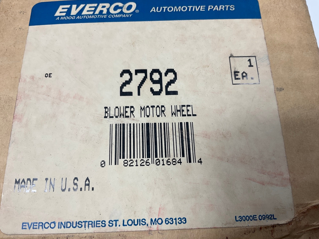 Everco 2792 Blower Motor Wheel - METAL - Replaces Ford # D2AZ-19834-A