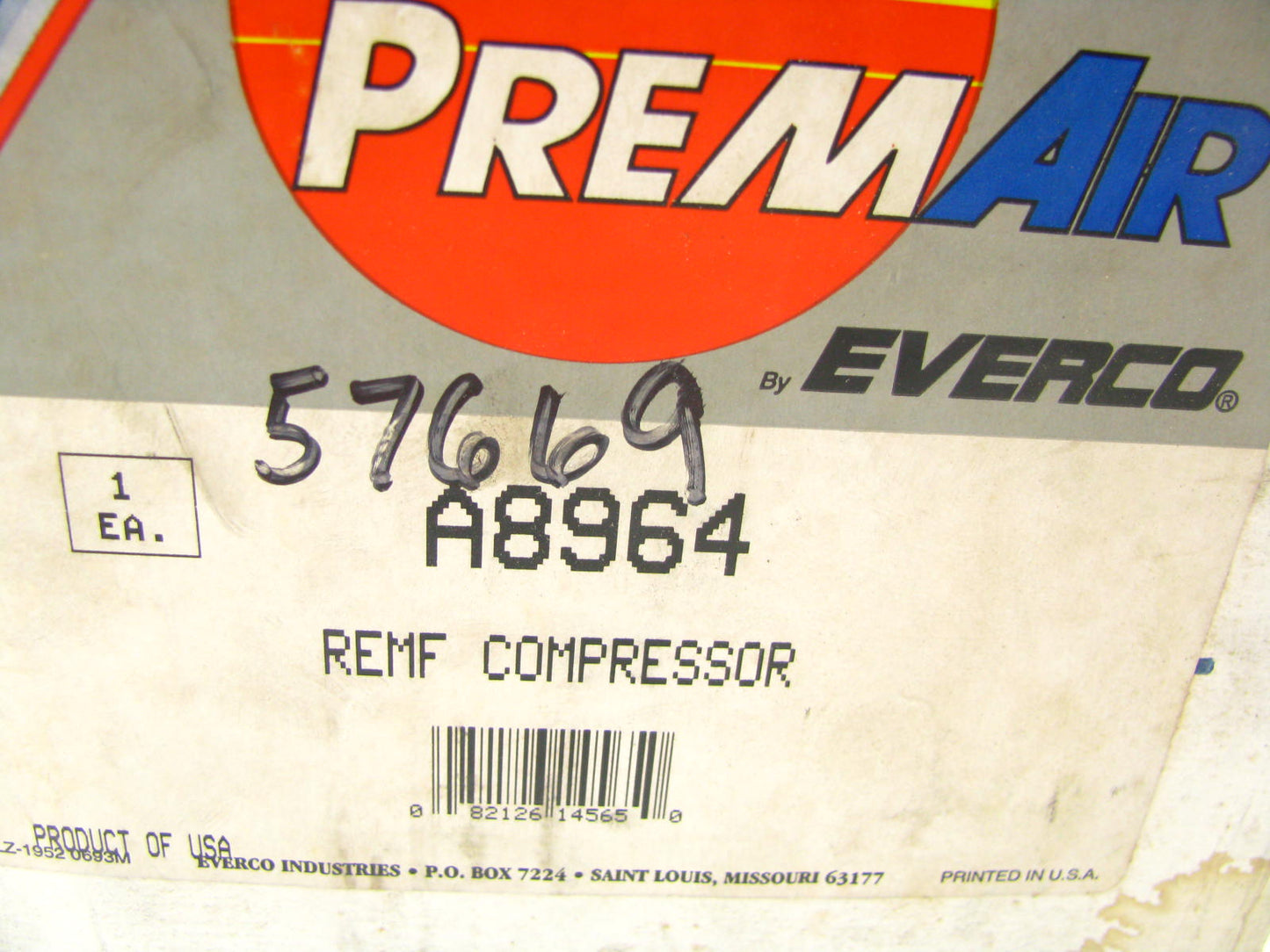REMAN Everco A8964 A/C Compressor W/O Clutch