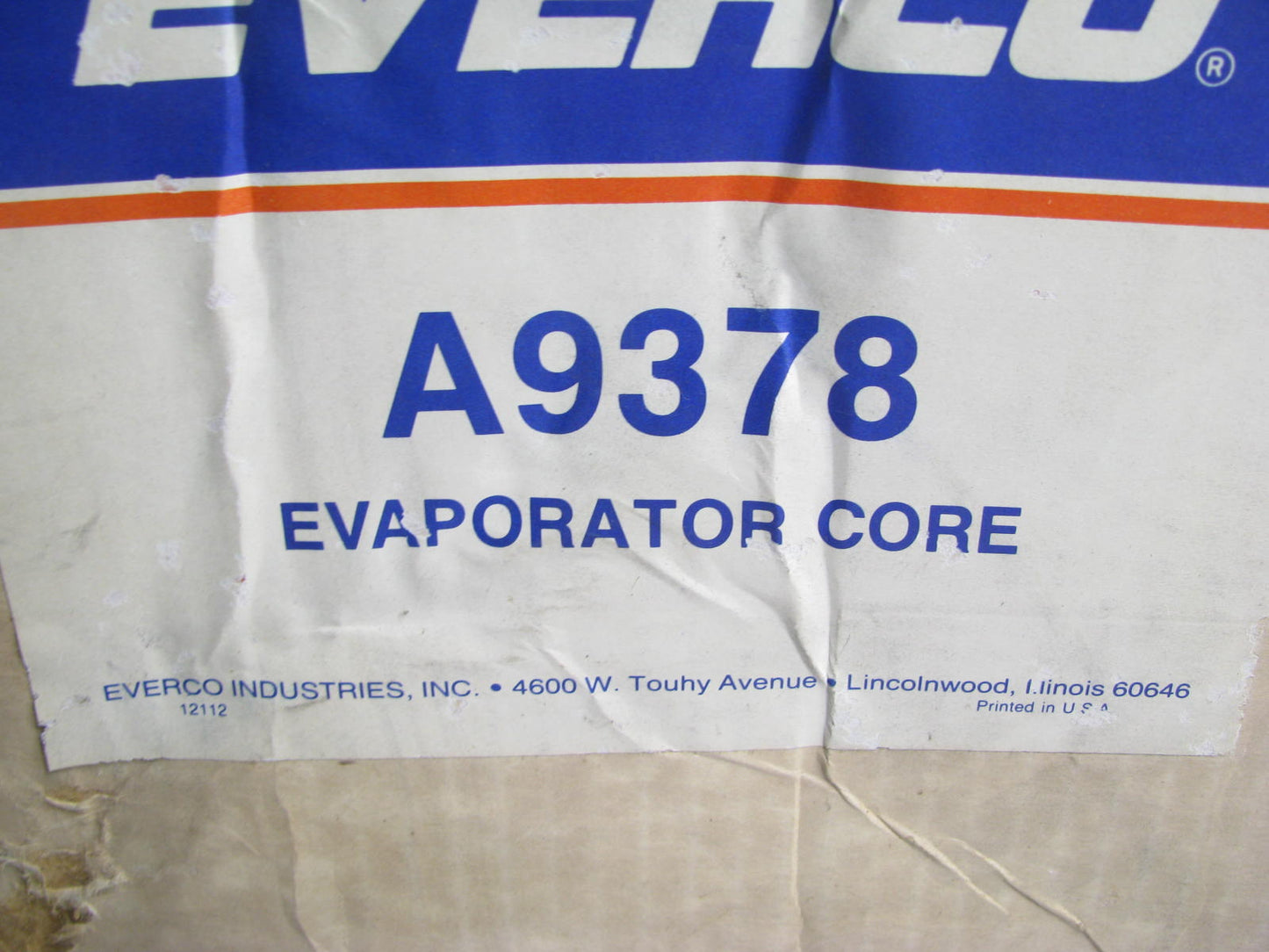 A/C Tube And Fin Evaporator Core Everco A9378 - 3846755
