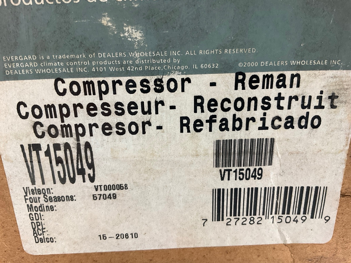 REMAN. Evergard VT15049 A/C Compressor