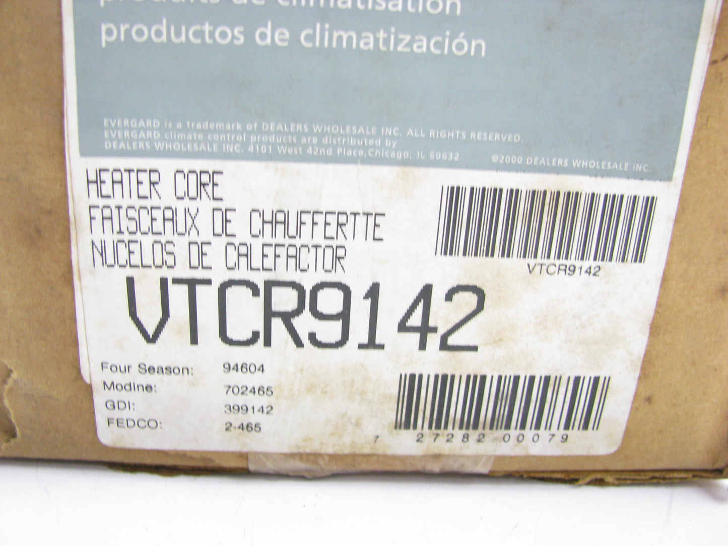 Evergard VTCR9142 HVAC Heater Core