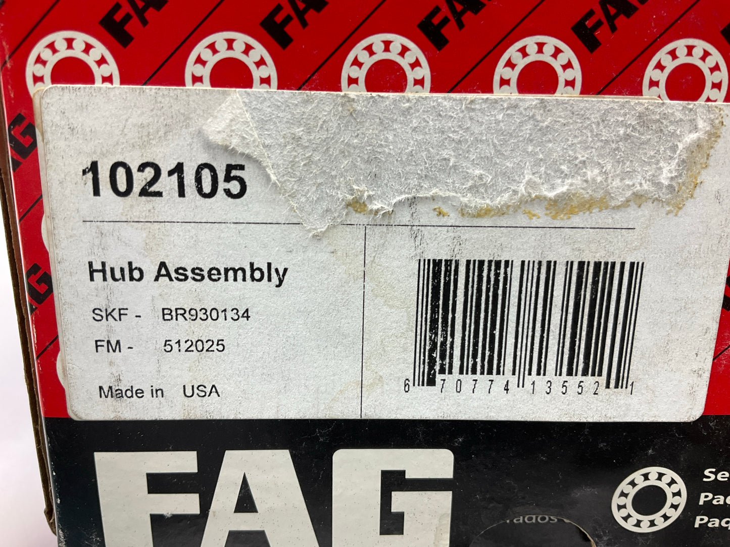 FAG 102105 Rear Wheel Bearing And Hub Assembly