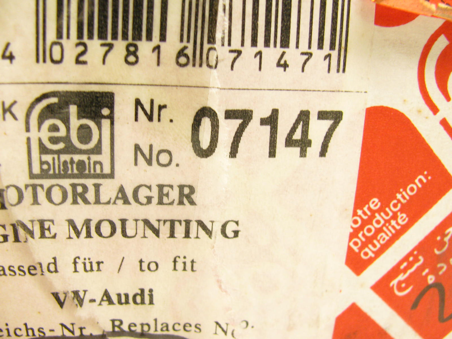 Febi 07147 Front Right Engine Motor Mount Replaces Audi 4A0199352A