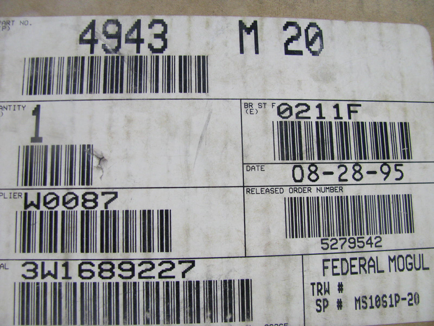 Federal Mogul 4943-M-20 Engine Main Bearings .020'' For Cummins VT555 V555 V8