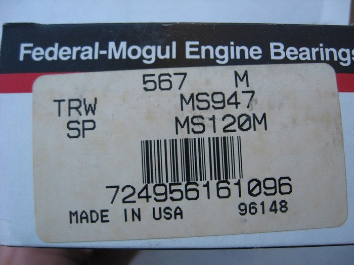 Federal Mogul 567M Engine Main Bearings STANDARD 1946-1953 Ford Tractor 120