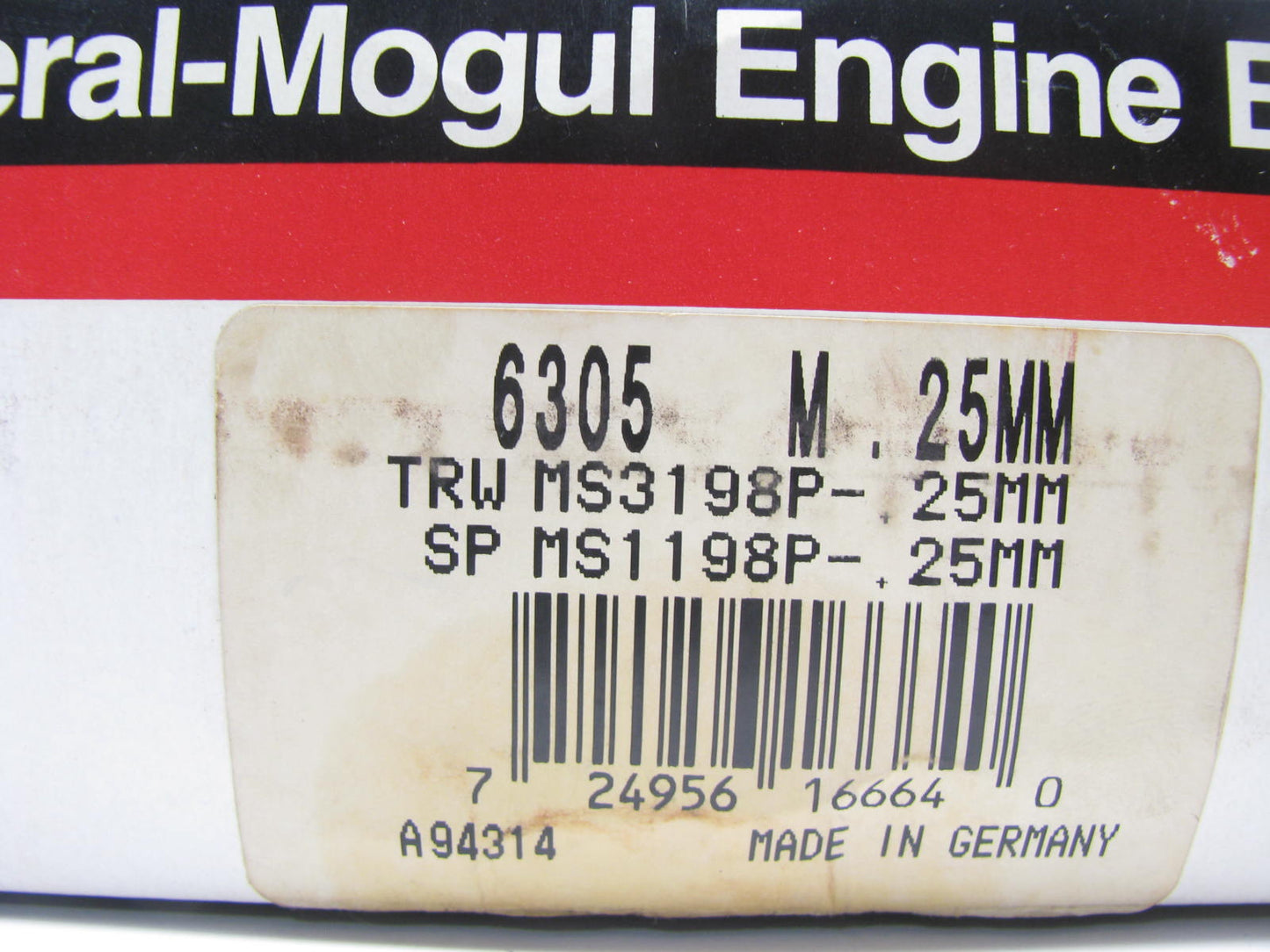 Federal Mogul 6305M-25MM Main Bearings .25mm For International 884, 584, 3230