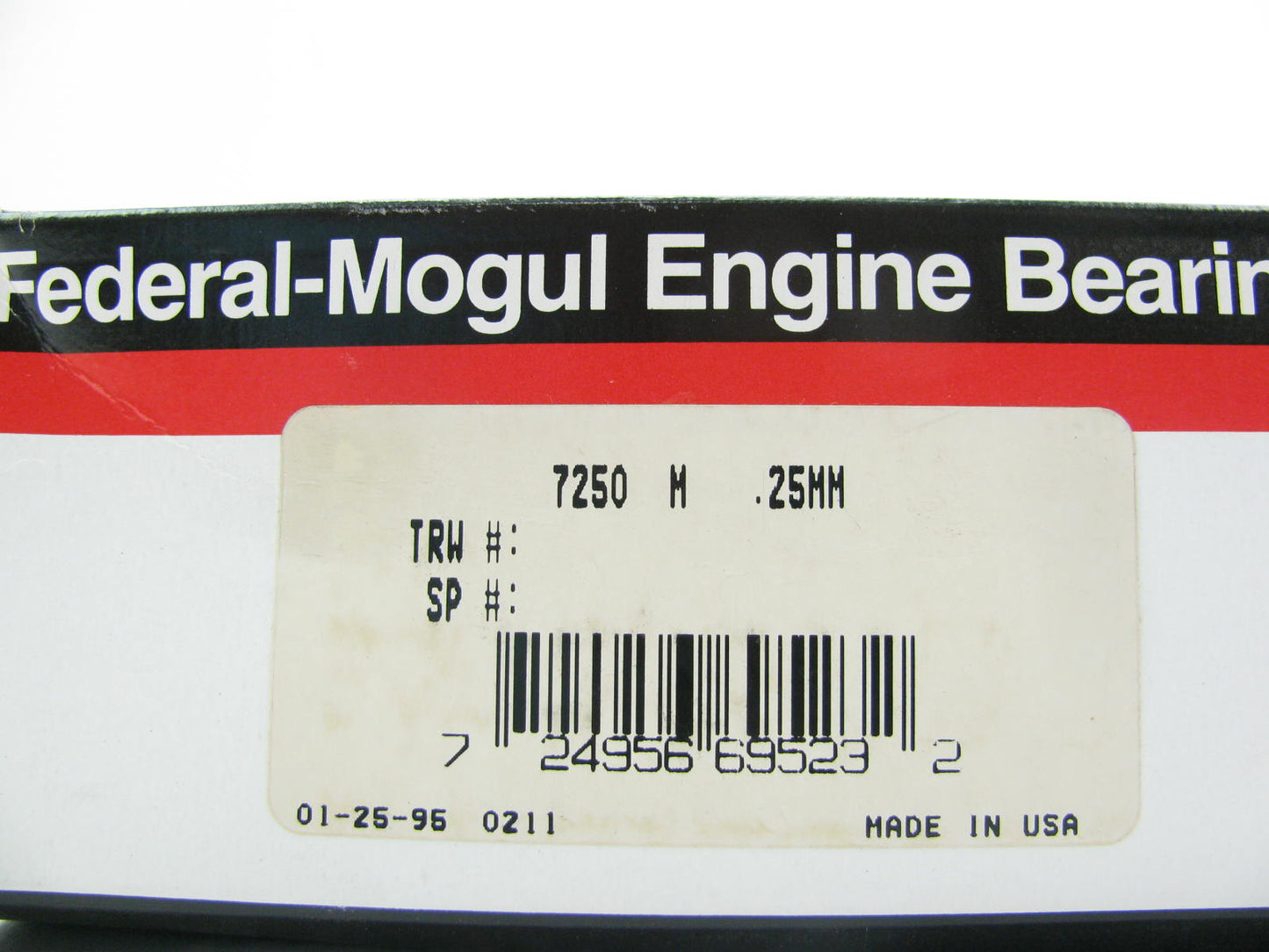 Federal Mogul 7250M-25MM Engine Main Bearings .25mm For Cummins 3B 3BT Diesel